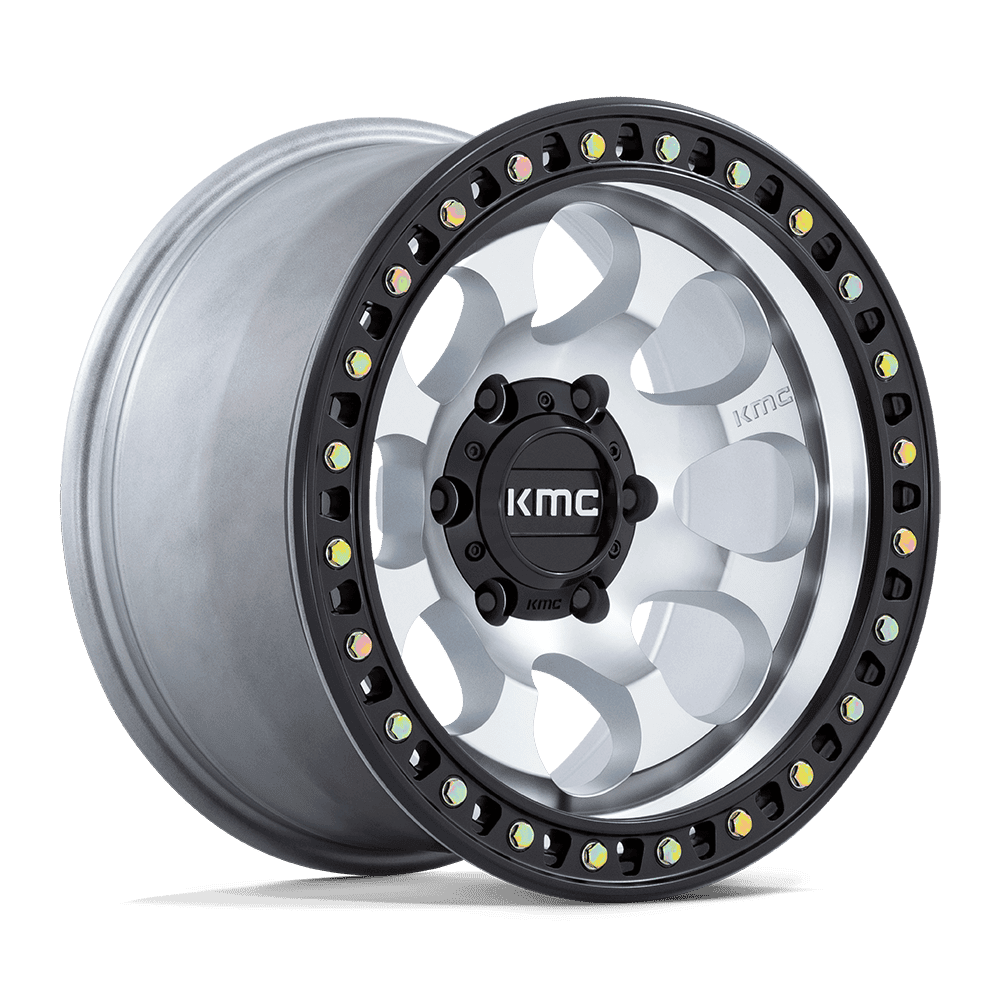 [LLCTKMCHN017011] 17x8.5 6x139.7/10 KMC RIOT MACHINED W/SATIN BLACK LIP CB106,